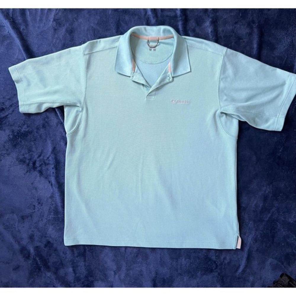 Columbia Shirt Mens‎ L Blue Heather Short Sleeve Polo Fishing Outdoors